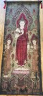 Fine Antique Thai Buddha Temple Banner Scroll Painting In Tempera