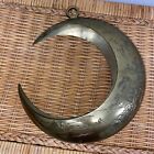 Vtg Ikebana Japanese Hanging Crescent Moon Flower Vase Planter Pot Japan Brass 