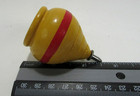 Vintage Toy Wooden Spinning Top W  Metal Tip Yellow Red Paint 2 5  Tall