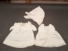 Lot Of 3  Victorian Child s Lace Cotton Dresses White Antique Ca  1900