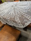 Handmade Hand Crocheted Table Cloth With Floral Accents