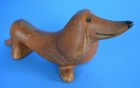 Lisa Larsson Dachshund Dog  1970 s Reddish Brown Pottery Foil Label