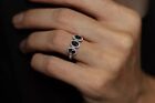 Halo Engagement Women s Ring 2ct Oval Cut Lab-created Sapphire 925 Silver