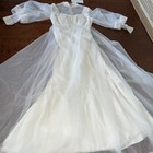 Vintage  Wedding Dress Gown Empire Waist Long Train Layered Lace Sleeves Boho