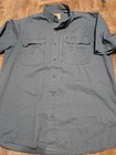 Red Head Button Up Fishing Shirt Men s Large xl Blue Pockets Hiking Utility 