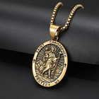 Biker St Christopher Cross Oval Medal Pendant Necklace Protect Charm Chain 24 
