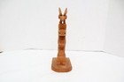 Vintage Northwest Coast Eagle Beaver Carved Wood Totem Pole Figure 11 75  Tall