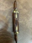 Vintage Antique Carving Set Brass With Ornately Carved Wood Over 17    Total