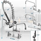 Commercial Faucet W sprayer Wall Mount Restaurant Kitchen Sink Faucet 36  Height