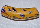 Antique Venetian Yellow Italian Pulled Feather Glass Elbow Bead  African Trade