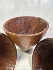 Set Of  3 Antique Vintage Primitive Turned Wooden Bowls