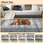 Soft Washable Area Rug  Geometric Design Low Pile Carpet With Non Slip Backing