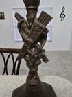 Vintage Embossed Brass Ornate  Romantic Candle Holder Heavy Metal Antique Crest