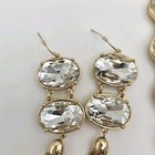 Gold Tone Crystal Tassel Necklace   Earring Set  Long Statement Jewelry Nwot