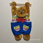 Vintage Russ Plush Teddy Bear Wall Hanging Storage Pajama Pocket Nursery Decor