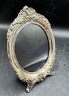 Sheffield Silver Plate Ornate Floral Embossed Oval Tabletop Picture Frame 6    T