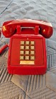 Vintage Cortelco 2500 Series Red Push Button Touch Tone Desk Table Top Telephone