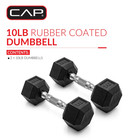 Cap Barbell Rubber Hex Dumbbell Pair 10lb  12lb  15lb  20lb Steel Handle