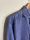 Puro Lino Shirt Mens 2xl Blue Linen Made In Italy Long Sleeve Button Up Casual