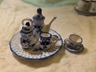 Miniature Tea Set Vintage Delft-style Porcelain 8 Pieces Blue   White Windmill