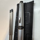 Waterman Expert Satin Silver W  Chrome Trim Ballpoint Pen - Two Blk Gel Refills