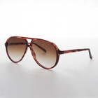 Large Pilot Vintage Sunglasses With Gradient Lens Brown Frame  - Champ