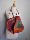 Handwoven Bucket Shigra Grass Bag basket Ecuador Tribal Arts Colorful Strings