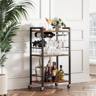 Bar Cart  Home Bar Serving Cart With 3-tier Shelf  Drink Cart With Wine Rack  Gl