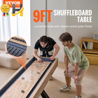 9ft Shuffleboard Table With Scratch Resistant Playfield Legs 8 Pucks Wax Brush