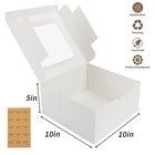 24pcs Cake Boxes 10x10x5 Inches White Square With Window For Bakery Treats