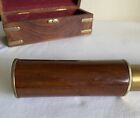 Spyglass Brass Telescope Wood Nautical With Felt Lined Wooden Box W initials Wk