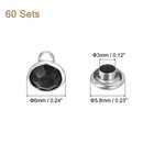 60 Sets Rhinestone Rivets  6mm Crystal Rivets Leather Rivets  Black