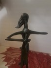 Vintage Modernist Bronze Mid Century Woman Saxophone Player Sculpture