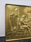 Antique Brass 3d Art Wall Hanging Pub Scene 10x14   