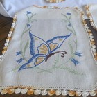 A Lot Of Four Vintage  Crocheted  Embroidered Linens