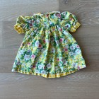 Vintage Little Precious Baby Girls Dress 18 Months Yellow Gingham Floral Lace