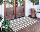 Black And White Striped Outdoor Rug 24   X 51  farmhouse Front Porch Mat Hand 