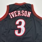 Autographed signed Allen Iverson Philadelphia Black Jersey Bas Coa