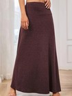 Plus Size Elastic Knitted High Waist Skirt 1xl-5xl Solid Slimming Flared Maxi Sk