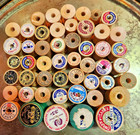Lot Of 50 Thread Spools Vintage Wooden Wood Sewing Various Sizes Empty No Thread