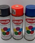 Lot Of 3 Vintage Krylon Spray Paint Cans Red Orange  True Blue  Shadow Gray