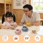 Silicone Tea Party Set  Pretend Play Tea Set With Teapot  4 Cups With Saucers   