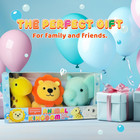 Baby Bath Sponge Gift Set - Animal Kingdom Sponge 3 Pack - Bath Essentials For B