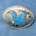 Southwestern Eagle Belt Buckle Native Style Stone Inlay Vintage 70s       gta061