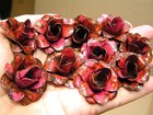 Ten Pink Distressed Metal Art Roses  Flowers For Crafts  Jewelry  Embellishment