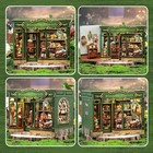 Diy Book Nook Blossom Florists Wooden Doll House Kit Miniature Bookshelf Gift