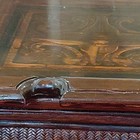 Rectangular Brown Dark Wood Coffee Table With Carved Wood Top