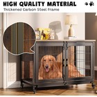 1pc Strong Wooden Pet Dog Cage Heavy Duty Metal Crate Kennel Playpen With Wheels