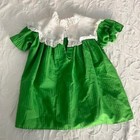 Vintage Kate Greenaway Green White Lace Short Sleeve Dress 4t   4