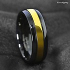 8mm Black Men s Tungsten Carbide Ring Plated Metal Center Wedding Band Ring